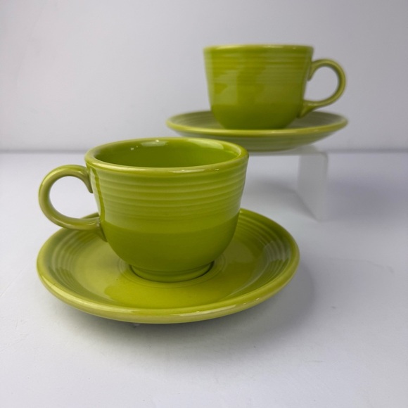 Fiestaware Other - Fiesta Ware Coffee Tea Cups and Saucers Homer Laughlin Lemongrass Green 4 Piece